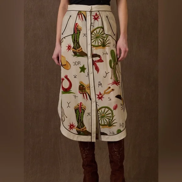 NWT Double D Ranch Atomic A-Line Western Skirt Size 2 - Picture 1 of 7